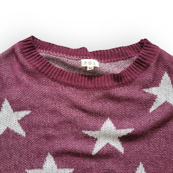 POL Star Maroon Pullover Relaxed Crewneck Dolman Sleeve Sweater Women Sz M - Picture 4 of 4